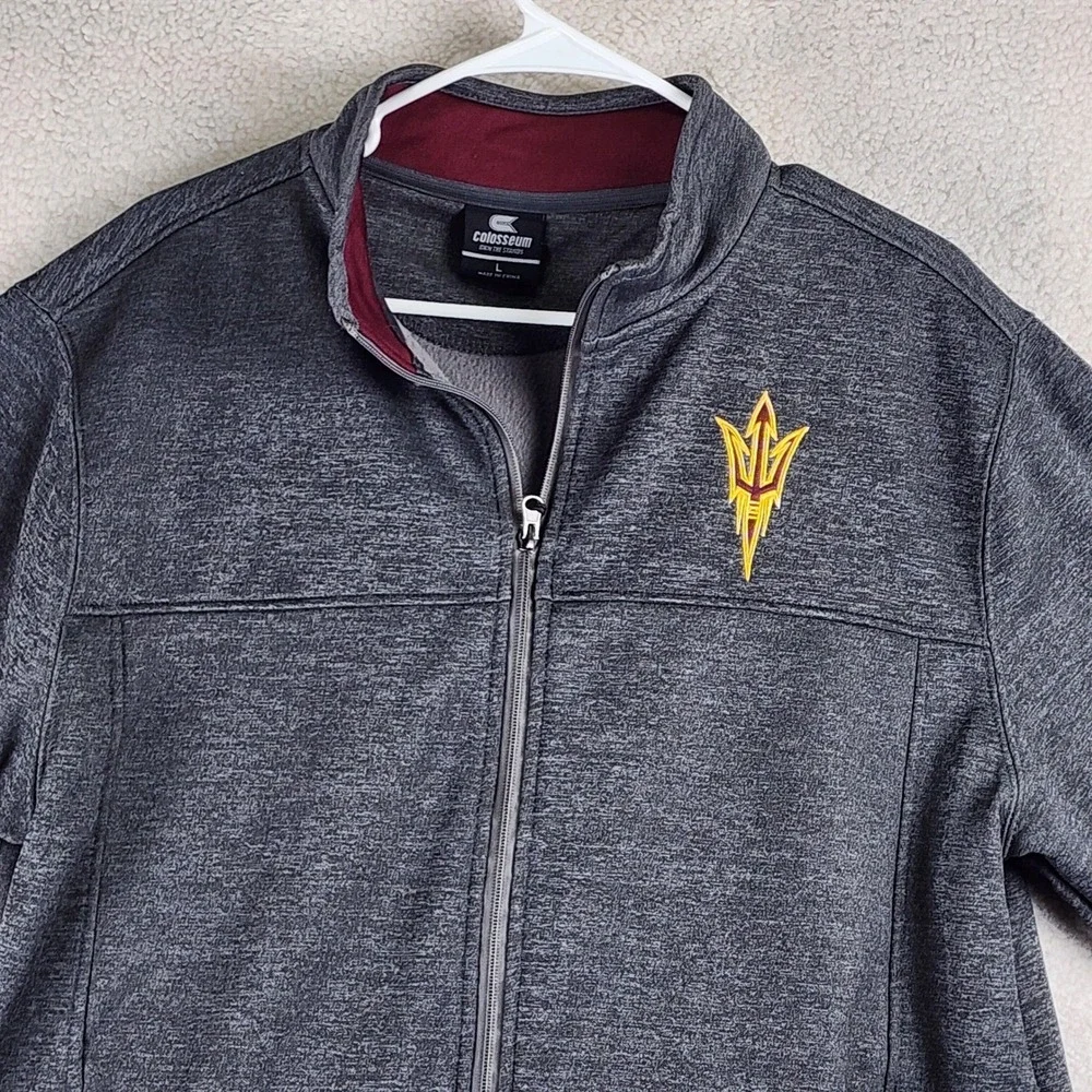 Arizona State Sun Devils Colosseum Jacket Mens L Grey Full Zip Athletic Gorpcore